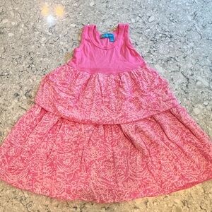 Fresh Produce Pink Floral Tiered Kids Casual Dress Girls Small Cotton Girls